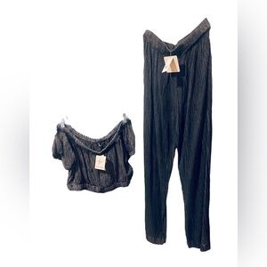 NWT KIWI + PUNCH CHARCOAL GRAY 2 PIECE SET Pants and top Medium